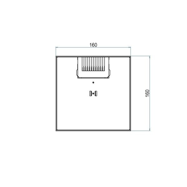 Produktbild UBD 167 052  -  Unterflur-Bodendose UBD 160 small inkl. Deckel, flach (SVZ), ohne Kante, 5mm Vertiefung und 1 Bürstenauslass
